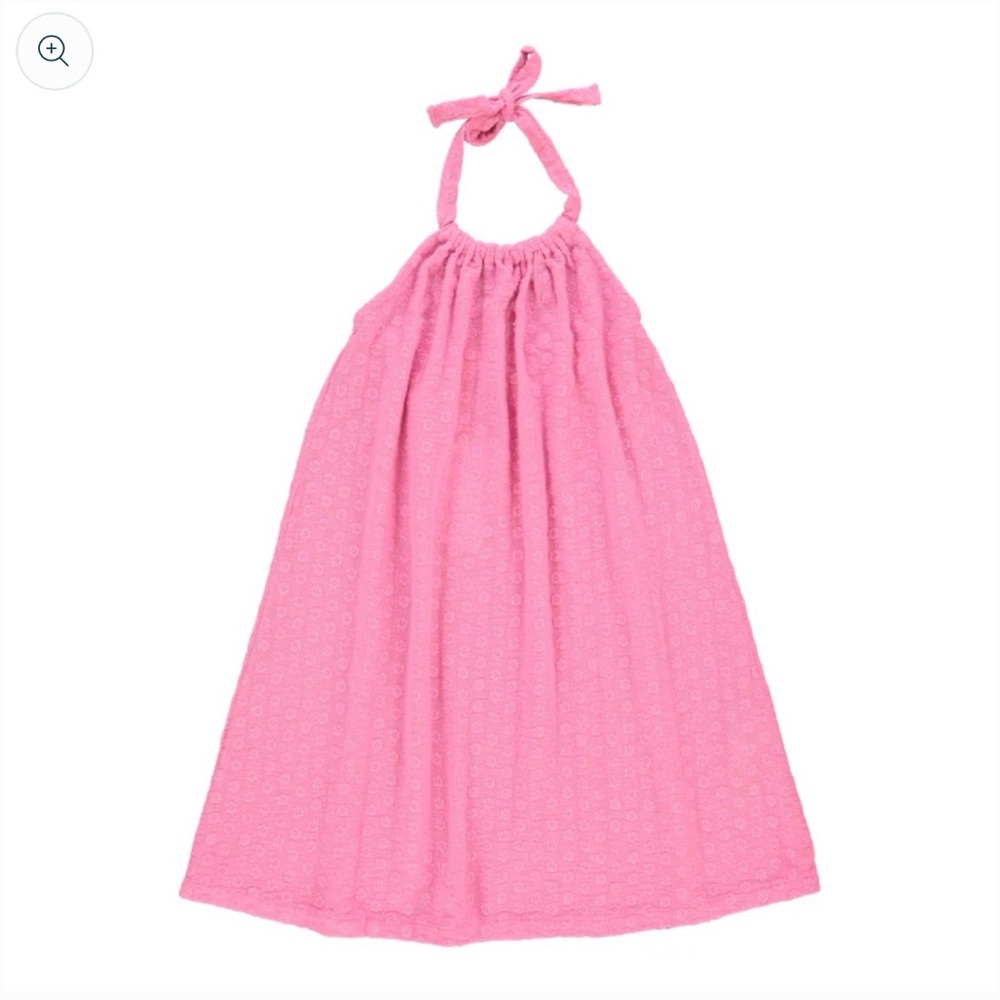 Bebe Organic Pink Halter Dress Eyelet Cotton Summer Toddler Girl Sz 3 Boutique - Picture 2 of 4
